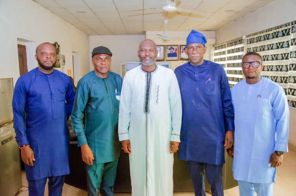(R–L) Engr. Seigha Gumus, Head TMET, NACETEM South-South; Mr. Yela Alagoa Joseph, Permanent Secretary; Hon. Engr. Munalayefa Edwin Gibson, Commissioner; Mr. Osho Stephen Toyin, Zonal Coordinator; and Mr. Gabriel Ekpo, staff of NACETEM South-South Office.